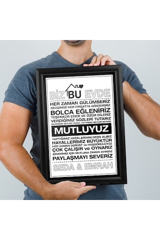 Ev Hediyesi Isme Özel Baskılı Çerçeve