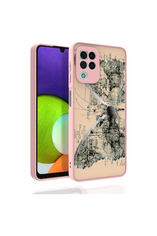 Zore Samsung Galaxy Uyumlu M22 Kılıf Desenli Kamera Korumalı Parlak Omsy Nora Kapak - No3