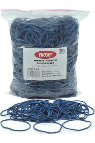 Ekoset Mavi Paket Ambalaj Para Lastiği 1000 Adet 70Mm