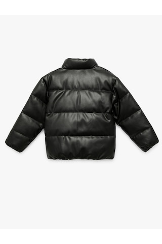 Koton Dik Yaka Cepli Uzun Kollu Suni Deri Şişme Mont Siyah 6wkg20022aw Siyah