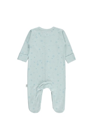 Civil Baby Mavi Jakarlı Şapkalı Patikli 1-9 Ay Tulum - Mavi Açık Mavi