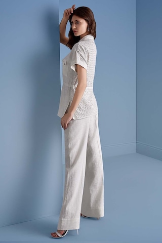 Gömlek Yaka Ekru Keten Gömlek Ekru