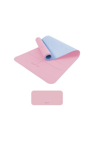 Gymo Hizalamalı 6mm Tpe Yoga Matı Pilates Minderi Diz Dirsek Koruyucu Matlı Set Pembe Pembe