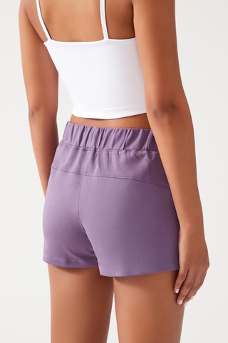 Los Ojos Kadın Lila Cepli Beli Lastikli Basic Fit Spor Şort Shorts Lila