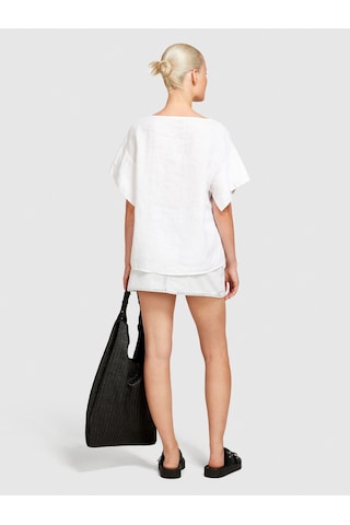 Sisley %100 Keten Rahat Kesim Kayık Yaka Bluz Kadın Beyaz Bluz - 324p5bmllq06r