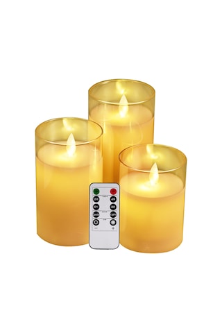 Tenfowee Uzaktan Kumandalı Led Alevsiz Mum Seti - 3 Adet, Sıcak Beyaz Işık, Ev Dekorasyonu Ve Hediye İçin İdeal