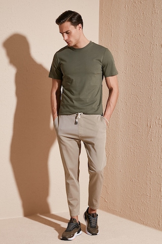 Buratti % 100 Pamuk Regular Fit Bisiklet Yaka T Shirt Erkek T Shirt 5902511 Haki