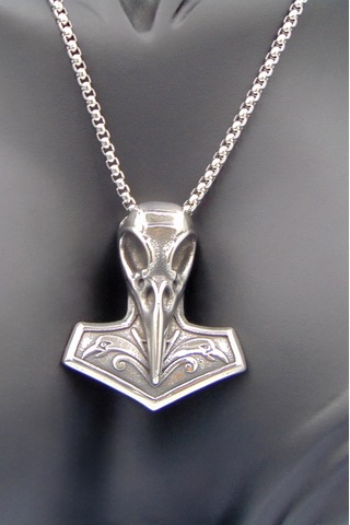 Unisex Gümüş Renk 3d Thor Çekiçi Uçlu Paslanmaz Çelik Kolye 70cm Gümüş