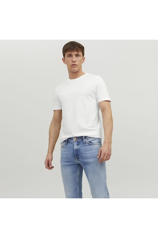 Jack & Jones Bisiklet Yaka Basic Tisört-Organic 12156101 Beyaz