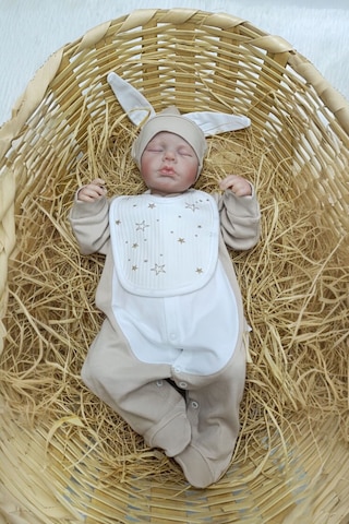 12 Adet Bebewini %100 Organik Pamuklu Çift Katlı Bebek Önlük Ekru