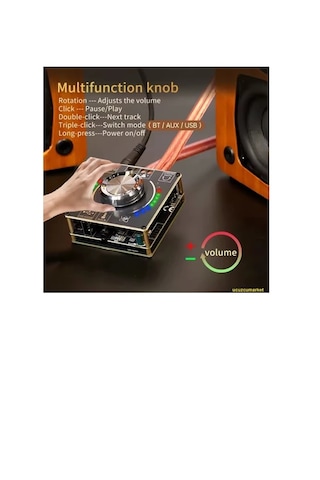 Bluetooth 5.1 100w+100w 2.0 Kanal Dijital Hifi Stereo Ses Amplifikatörü Usb+aux