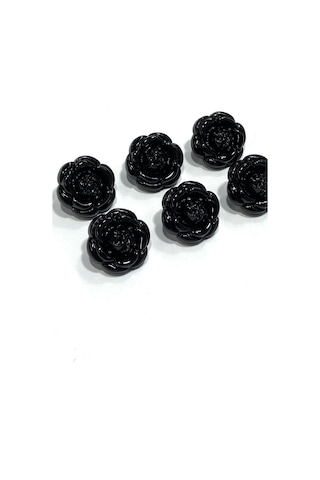 İtalyan Ceket Düğmesi / Gül Model / 6'lı Set / Siyah / 2.2 Cm / İgd1