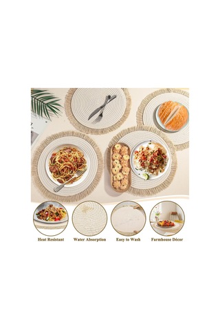 Skycity 4'lü Pamuklu Yıkama Eliyoruz, 33 Cm Isıya Dayanıklı Masa Dekoru, Rustik Tarz Ev Dekorasyonu Aksesuarı Bej