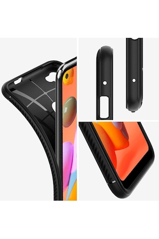 Spigen Galaxy M11 / Galaxy A11 İle Uyumlu Kılıf Rugged Armor Matte Black