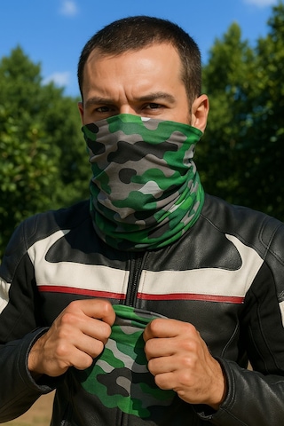 Sticker Works Motorcu Yeşil Kamuflaj Buff Maske Outdoor Boyunluk Unisex Bandana Standart