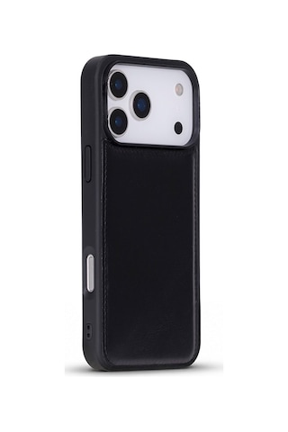 Bloomcase Mono Obsidian Black Apple iPhone Uyumlu 17 Pro Max / 18 Pro Max 6.9" Hakiki Deri Magsafe Kılıf Siyah