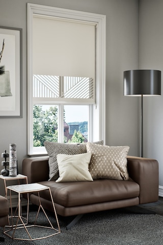 Lazer Kesim Mat Stor Perde, Lazer Kesimli Klasik Serisi, C-151001 Beyaz Renk Gri