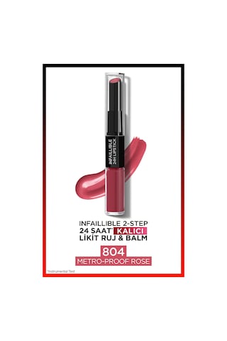 L'Oreal Paris Infaillible 2 Step 24 Saat Kalıcı Likit Ruj & Balm 804 Metro Proof Rose