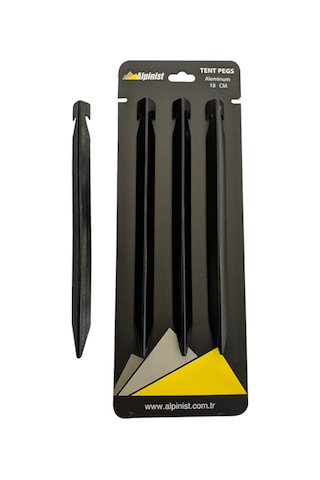 Alpinist Alüminyum 6061 Çadır Kazığı 18 CM Siyah 4'lü Siyah