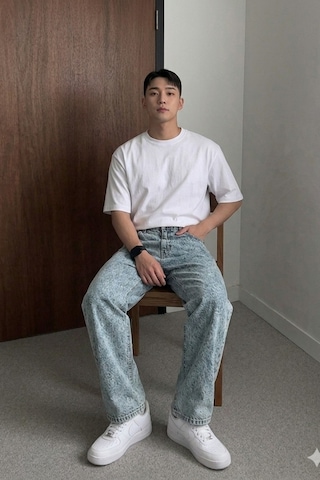 Tarz Cool Erkek Bol Paça Jean Pantolon Rahat Kesim Denim Mavi
