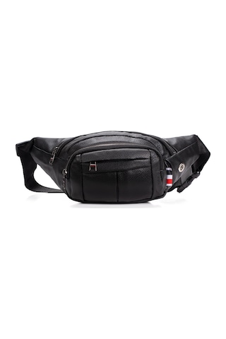 Newısh Polo Accessorıes Unisex Siyah Suya Dayanıklı Suni Vegan Deri Kulaklık Girişli Bel Ve Omuz Çantası Freebag Siyah