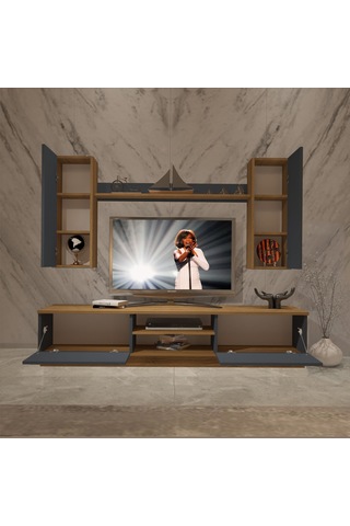 Decoraktiv Eko 5db Mdf Dvd Tv Ünitesi Tv Sehpası Pera - Antrasit