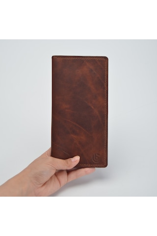 El Yapımı Hakiki Deri Telefon Cüzdanı - Tüm Modellere Uyumlu - 6 Kartlıklı - Tobacco Toscano Koyu Kahve