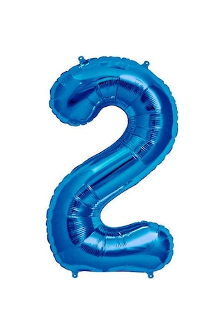2 Rakam Mavi Folyo Balon 34 İnç 76-82 Cm