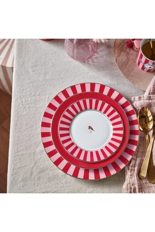 Kırmızı Pembe Porselen Yemek Tabağı 26,5 Cm