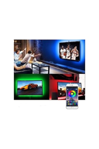 Plentiful Tv Arkası Bluetooth Rgb Usb Silikonlu Led Şerit Aydınlatma 16 Renk - 3 Metre