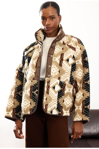 Kahverengi Çift Taraflı Şişme Polar Mont 01304 Kahverengi