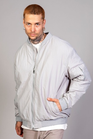 Gri Regular Fit /krinkıl Kumaş İçi Kapitone Pilot Erkek Ceket... Gri