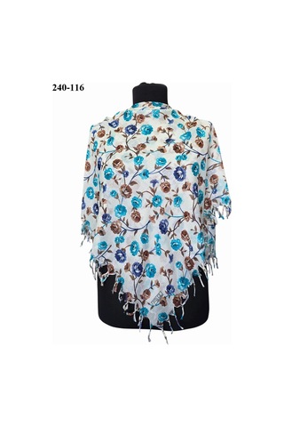 Dolce Cotton Desenli Sökme Boncuklu Eşarp 240-116 Çok Renkli
