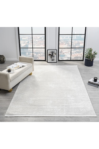 Mariesse Home Vita Serisi Bambu Dokulu Modern Sık Dokuma Koridor Kesme Yolluk Dokuma Makine Halısı Krem