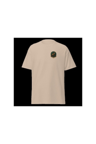 Wildstyle Boz Ayı Renkli Vintage Yaban Hayat Doğa Orman Rozet Baskılı Unisex Bisiklet Yaka Pamuklu Tişört Camel