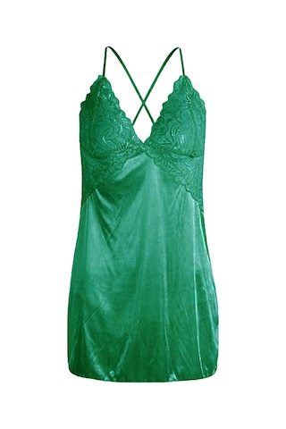 Homyl Kadın Babydoll Lingerie Pürüzsüz Pijama T-geri Set Yeşil