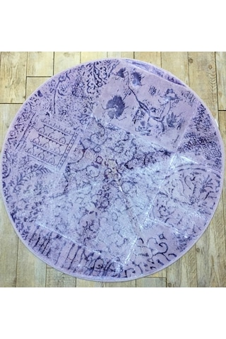 Gelin Home Nostalji Pamuk Halı Lila Yuvarlak Halı 120X120 Cm
