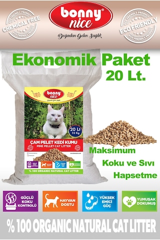 Bonny Nice Doğal Çam Peleti Kedi Kumu 10 KG 20 L
