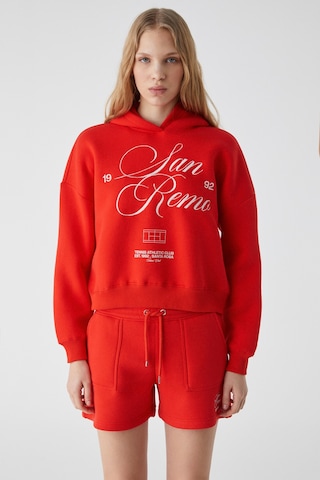 Ethıquet Tacna Kadın Kapüşonlu Uzun Kollu Oversize Kırmızı Sweatshirt