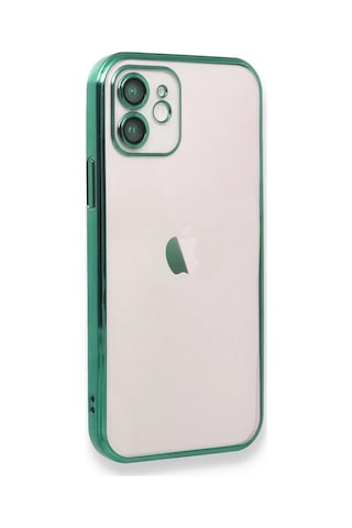 Apple iPhone Uyumlu 12 Kılıf Lensli Silikon - Yeşil Çok Renkli