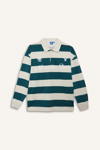 Defacto Nba Milwaukee Bucks Boxy Fit Polo Yaka Sweatshirt F5127ax25aubg662 Bej-bg662