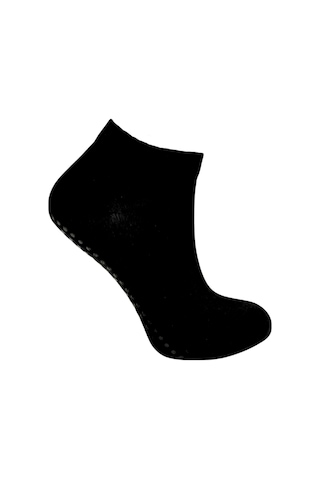 Tek Çift Likralı Kaymaz Taban Abs Silikon Baskılı Yoga Fitness Pilates ve Hac Umre Tavaf Kadın Çorap Siyah