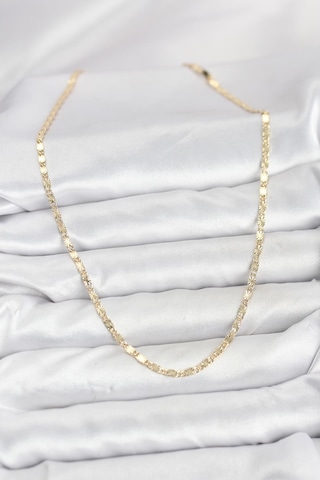 Tua Moda Cm 14k Gold Renk Lazerli Zincir Model Kadın Kolye Çok Renkli