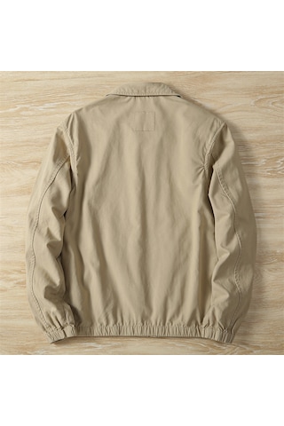 Saf Pamuklu Hafif İş Gündelik Bol Kesim Yaka Erkek Ceketi Yeşil