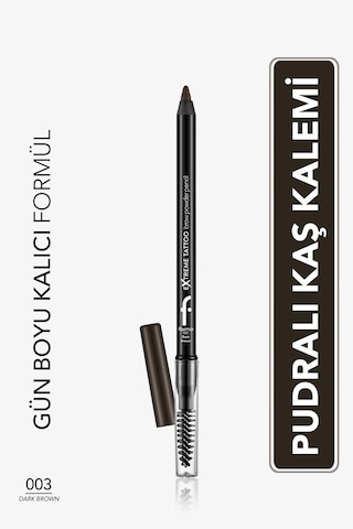Flormar Extreme Tattoo Yumuşak Dokulu Pudra Bitişli Uzun Süre Kalıcı Fırçalı Kaş Kalemi 003 Dark Brown