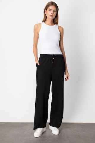 On Kadın Beli Lastikli Bol Paça Eşofman Altı 66510 Siyah Siyah