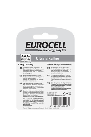 Eurocell Ince Kalem Pil -aaa4 1.5 V - Lr03