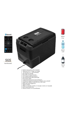 U-frigo Vesna Mono 40lt 12v/24v Kompresörlü Taşınabilir Model 12v-24v-220v 100 60 39mm
