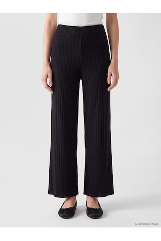 Lcw Modest Lacivert Beli Lastikli Fitilli Kadın Triko Pantolon