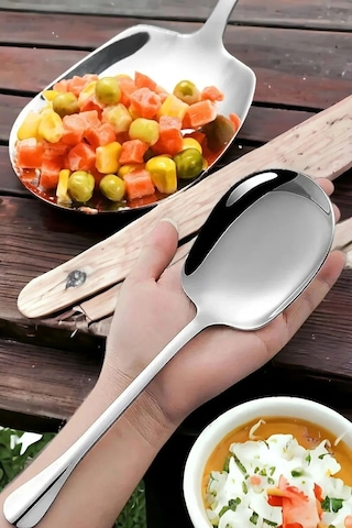 Ucr Home 2 Adet Paslanmaz Metal Büyük Boy Servis Sunum Kaşığı Çelik Servis Kaşığı Sunum Kaşık